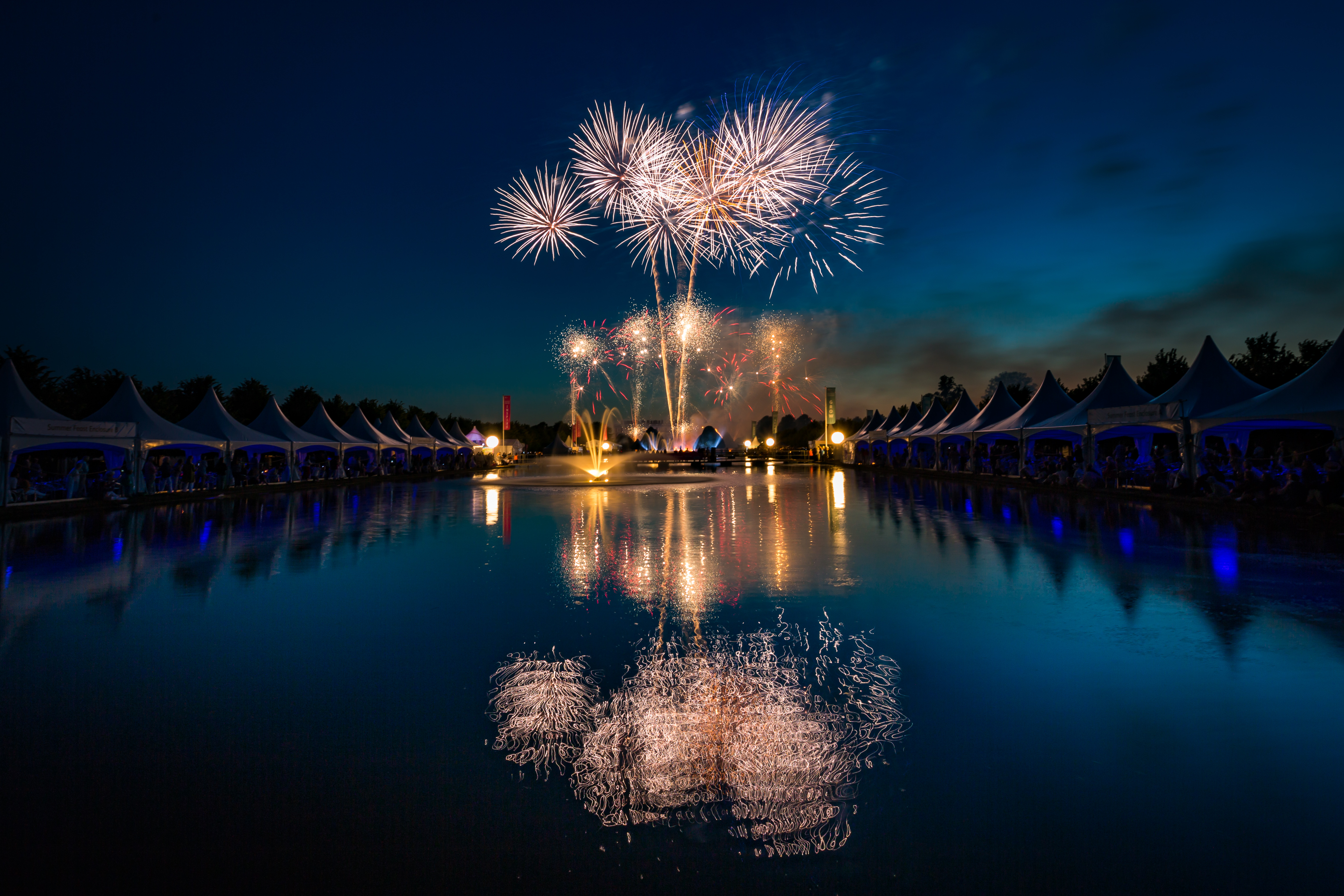 Fireworks over Hampton Court Palace for the RHS Hampton Court Palace Flower Show