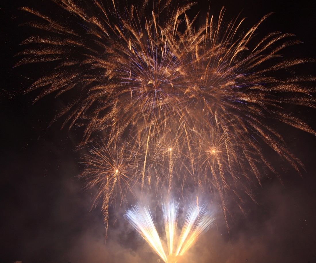 Gold finale fireworks for Madonna's 50th birthday fireworks display