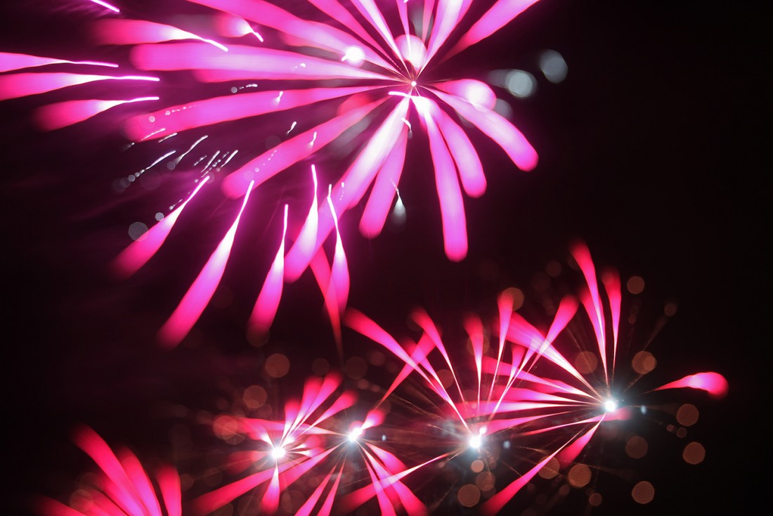 Flower shaped fireworks at Neasden Temple Diwali for their professional fireworks display