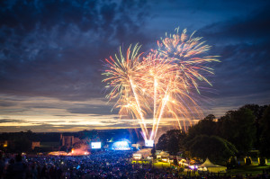 Fireworks being fired to the 1812 Overture at Leeds Castle classical concert