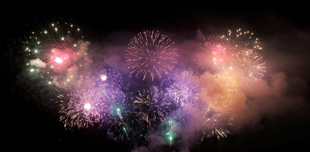 Big burst of multi coloured fireworks